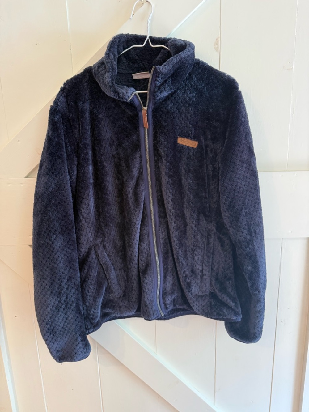 Columbia Large Plush Fleece Full Zip Jacket Navy Soft Cozy